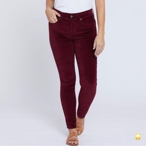 SIZE 14 SEVEN7 RED BURGUNDY VELVET TUMMYLESS SKINNY JEAN SOFT